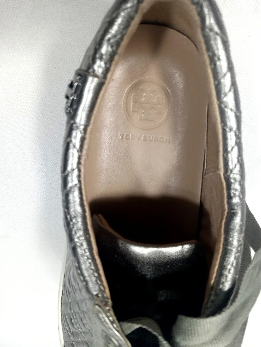 TORY BURCH Marion Quilted Metallic Leather Sneakers Women's Size 9 M